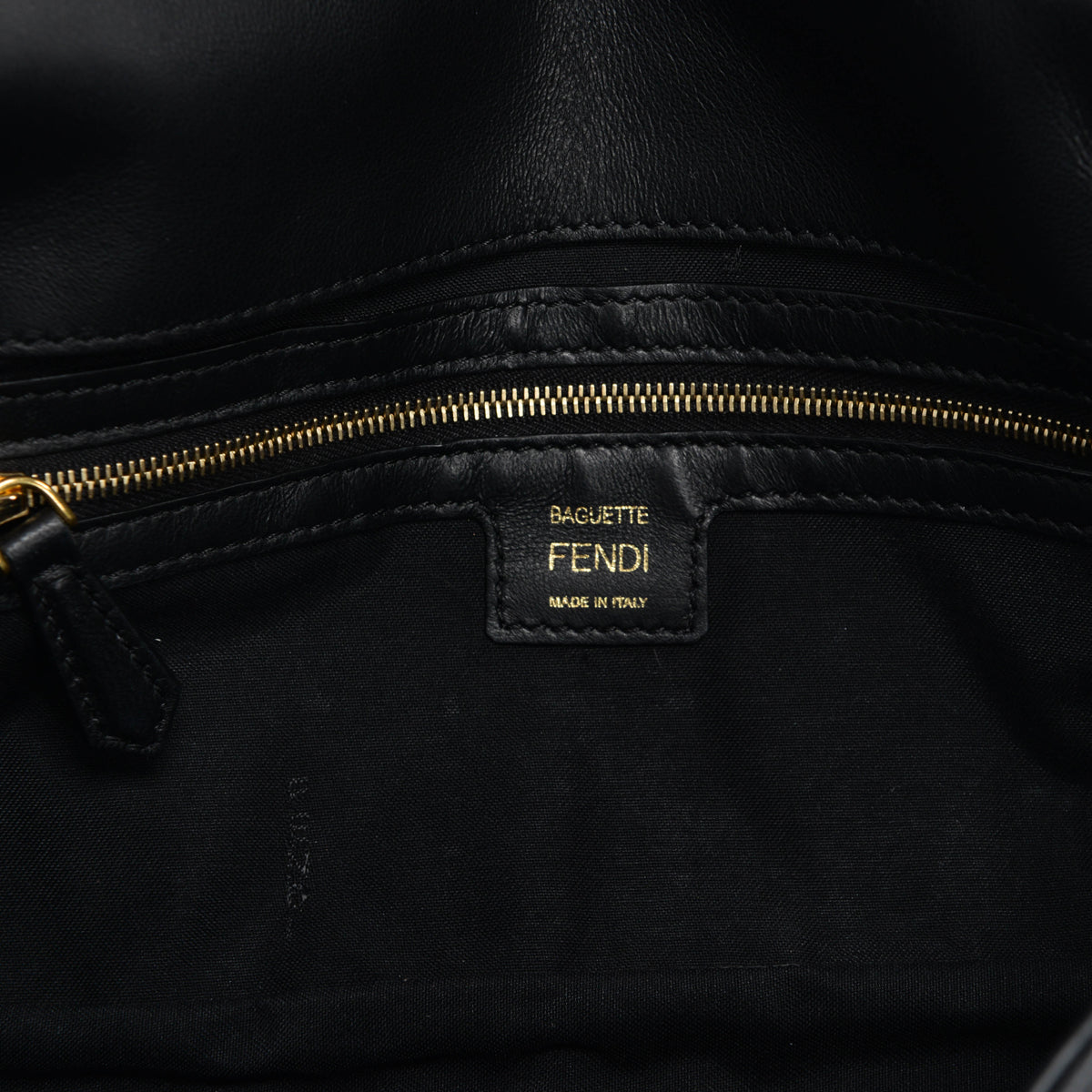 Fendi Black Nappa Leather FF 1974 Embossed Baguette