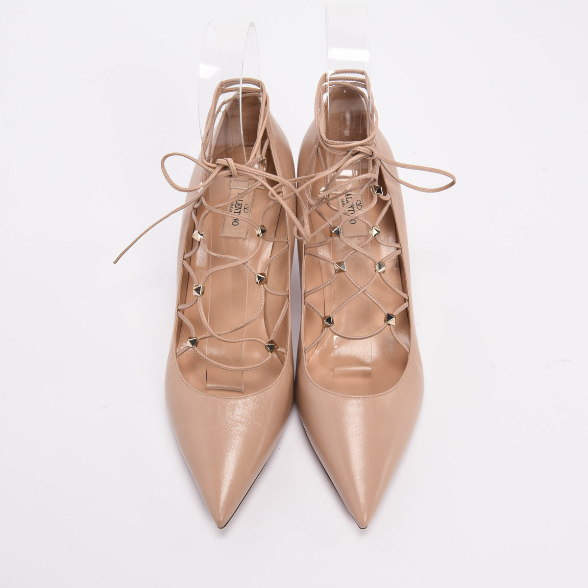 Valentino Poudre Calfskin Lace Up Pumps 42