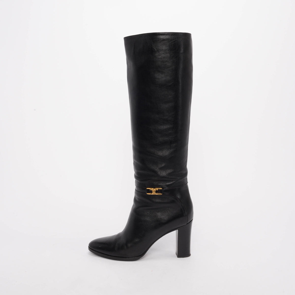 Celine Black Calfskin Claude Knee High Boots 39