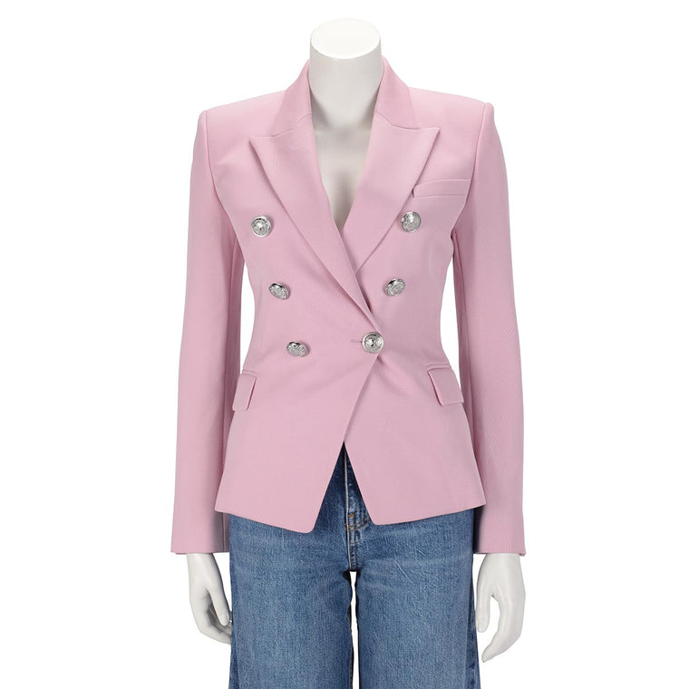 Balmain Pink Wool Double Breasted Blazer FR 34