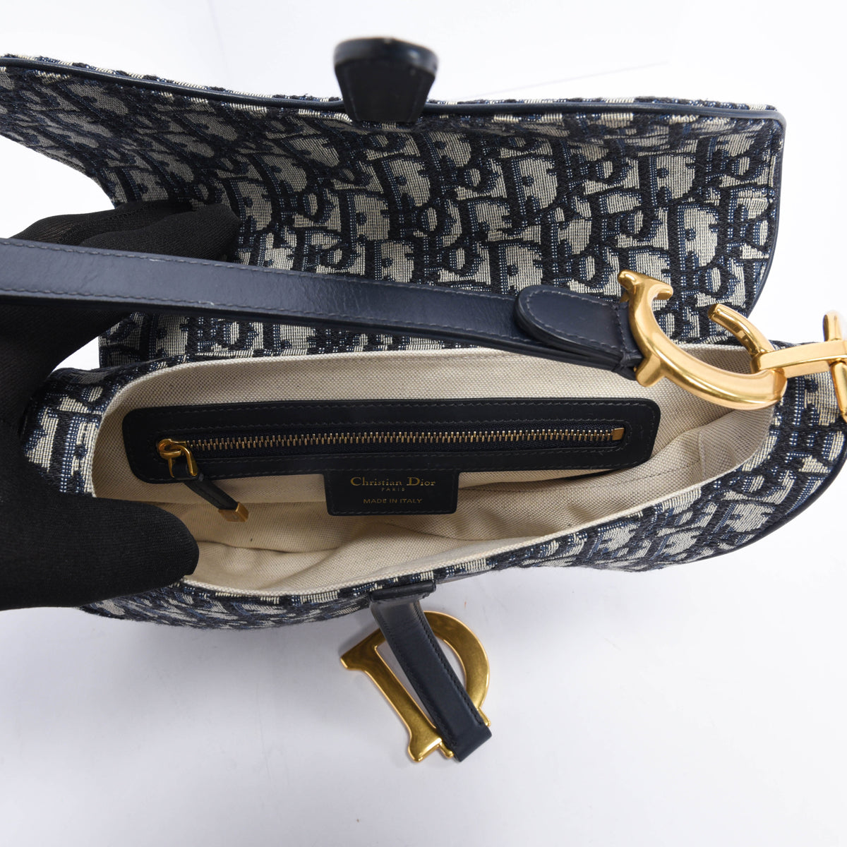 Dior Blue Oblique Jacquard Saddle Bag