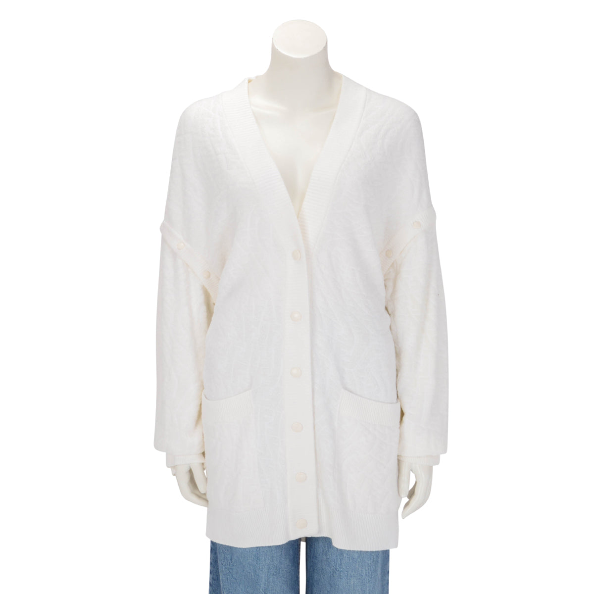Fendi Off White FF Terry Cloth Detachable Sleeve Cardigan FR 50