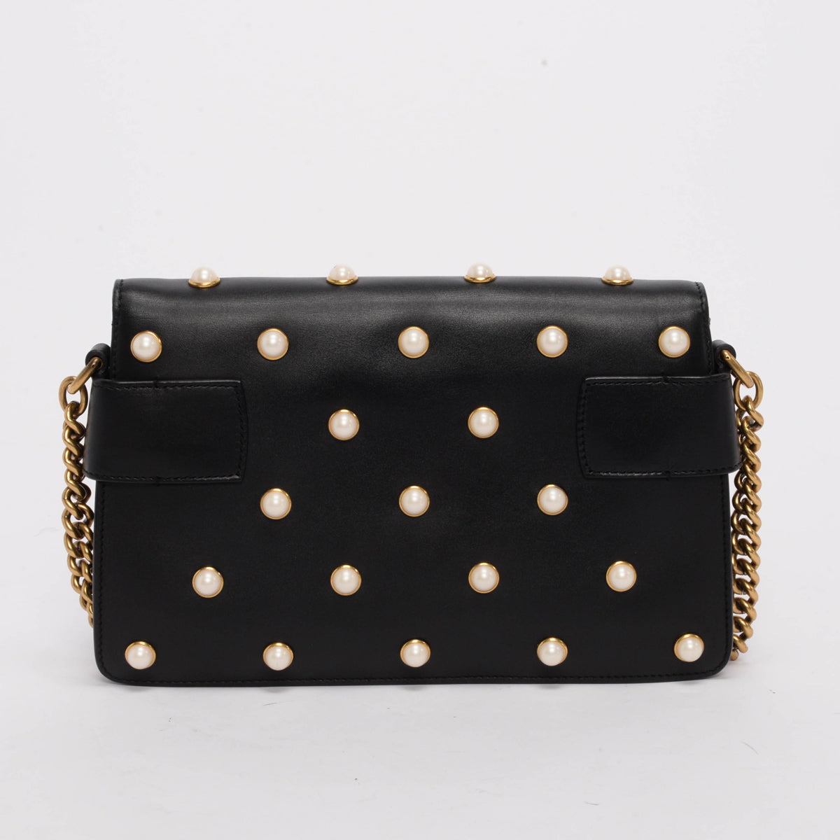 Gucci Black Pearl Studded Mini Queen Margaret Broadway Bag