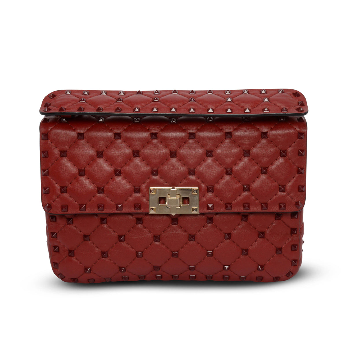 Valentino Red Calfskin Medium Rockstud On Love Bag