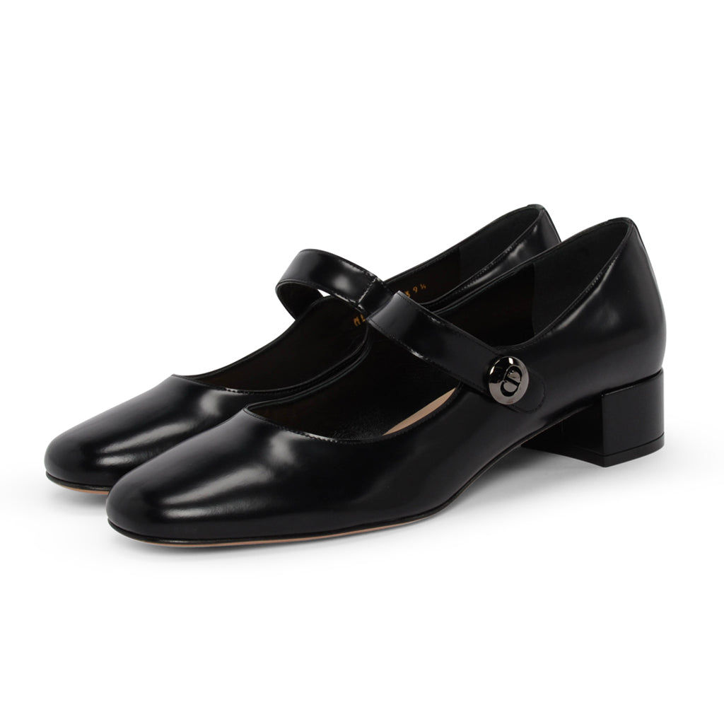 Dior Black Brushed Calfskin Mary Jane Uniform Pumps 39.5