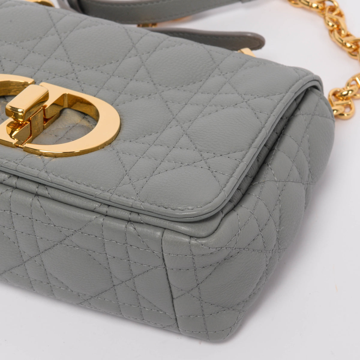 Dior Grey Cannage Calfskin Small Caro Bag