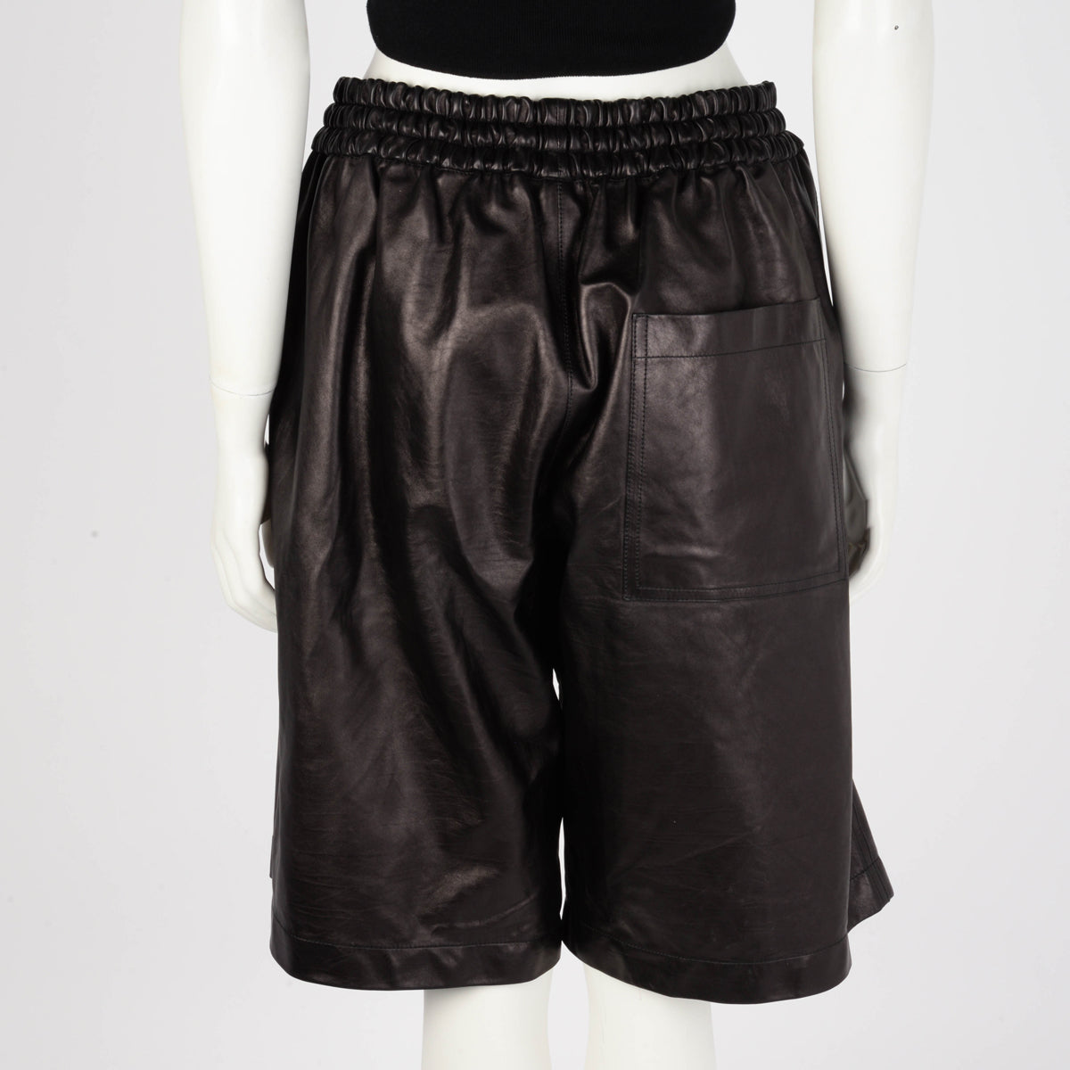 Bottega Veneta Black Calfskin Shiny Shorts 54