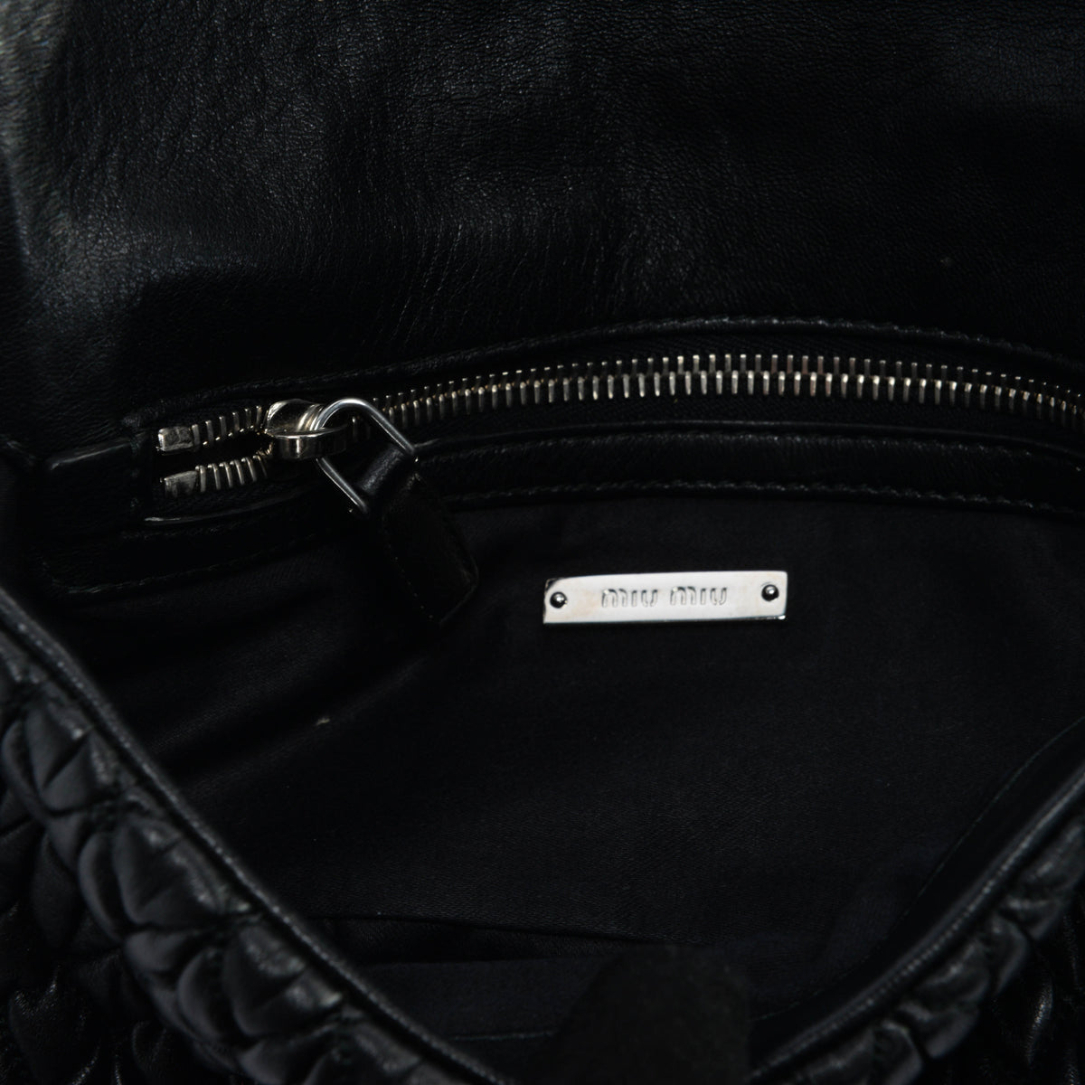 Miu Miu Black Matelasse Crystal Strap Bag