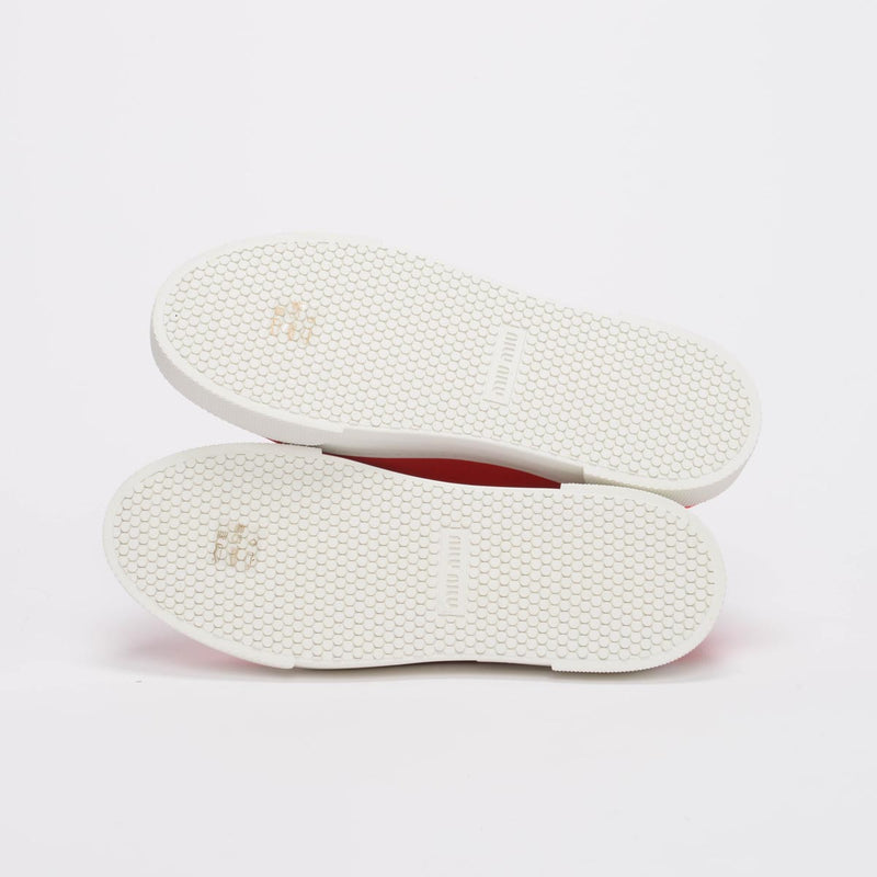Miu Miu Red & White Canvas Sneakers - Blue Spinach