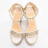 Christian Louboutin White & Gold Studded Madmonica Wedges 37 - Blue Spinach