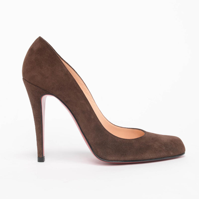 Christian Louboutin Brown Suede Simple Pumps 40 - Blue Spinach