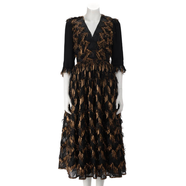 Dolce & Gabbana Black & Bronze Fall 2016 Evening Gown IT 42