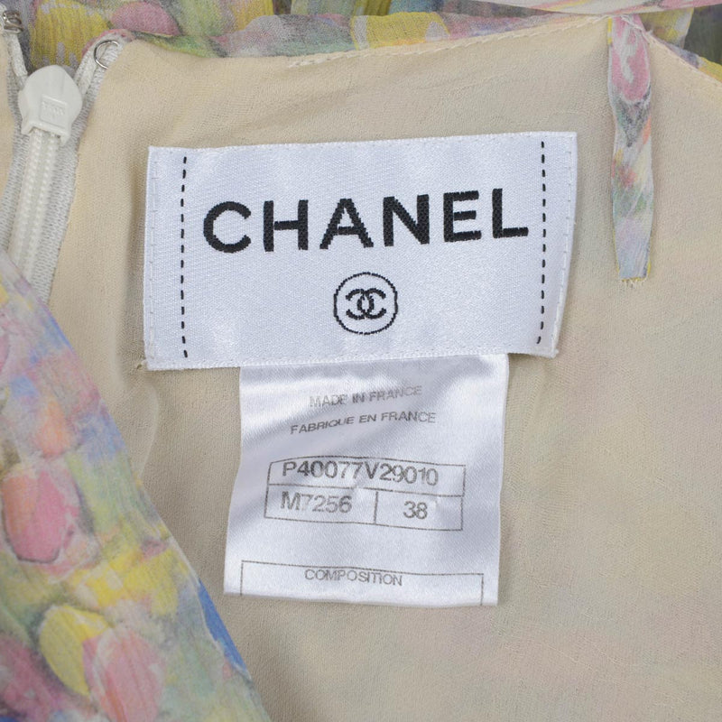 Chanel Multi Colour Silk Tiered Maxi Dress FR 38 - Blue Spinach