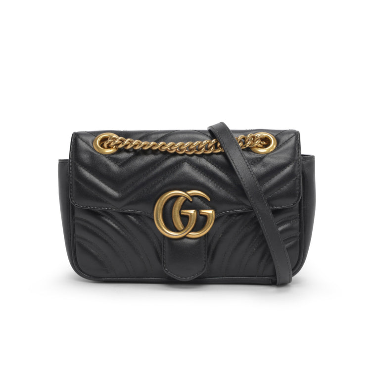 Gucci Black Matelasse GG Marmont Mini Bag