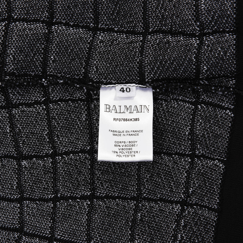 Balmain Black & White Knit Open Cardigan FR 40 - Blue Spinach