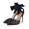 Christian Louboutin Black Pleated Organza Noor 100 Pumps 41 - Blue Spinach