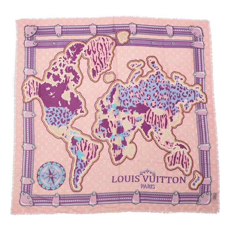 Louis Vuitton Pink & Purple Cashmere World Square Shawl 86.5
