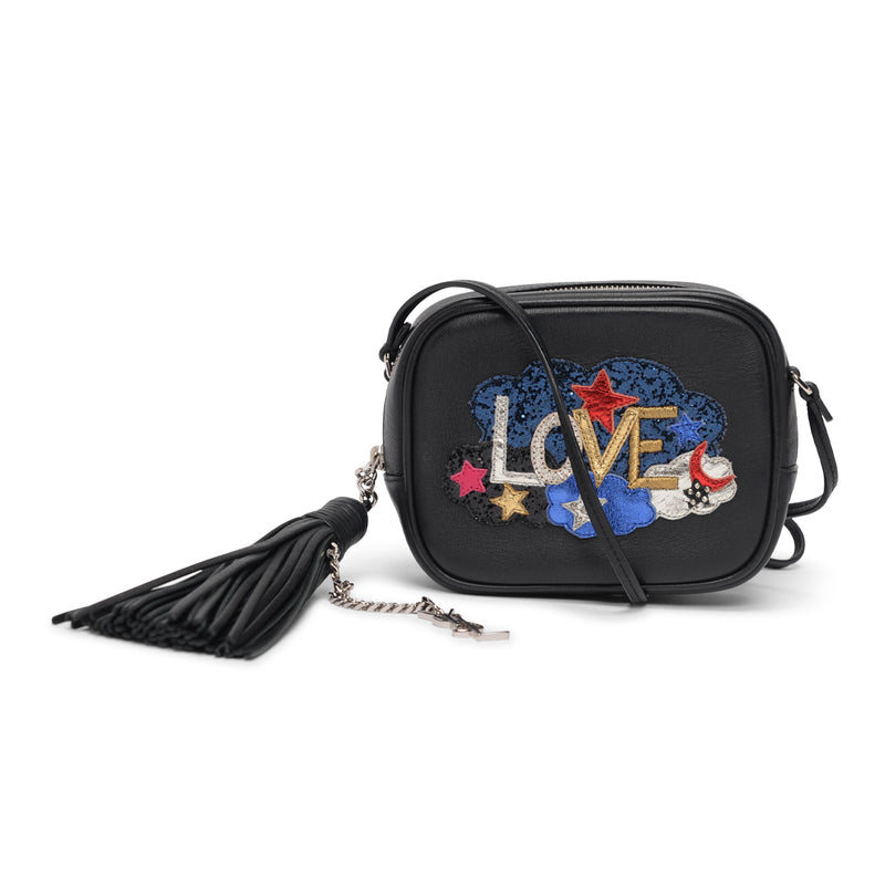 Saint Laurent Black Leather Love Blogger Camera Bag - Blue Spinach
