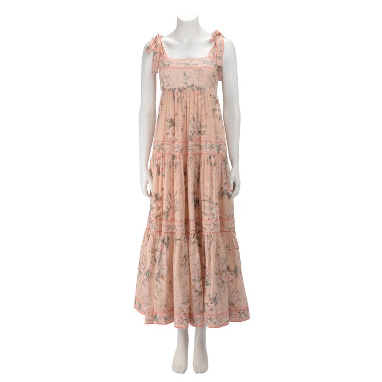 Zimmermann Peach Floral Moonshine Tie Shoulder Dress 1