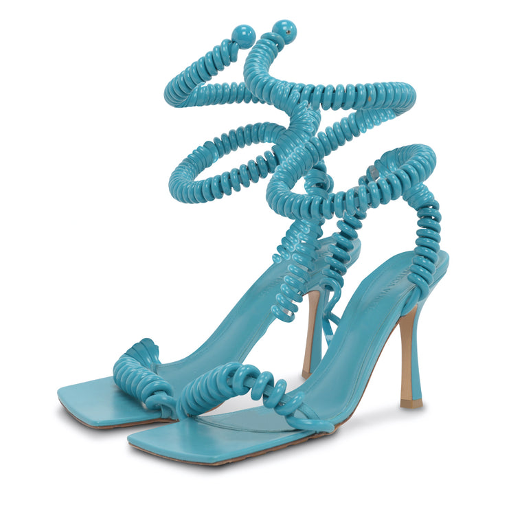 Bottega Veneta Turquoise Wire Stretch Sandals 39