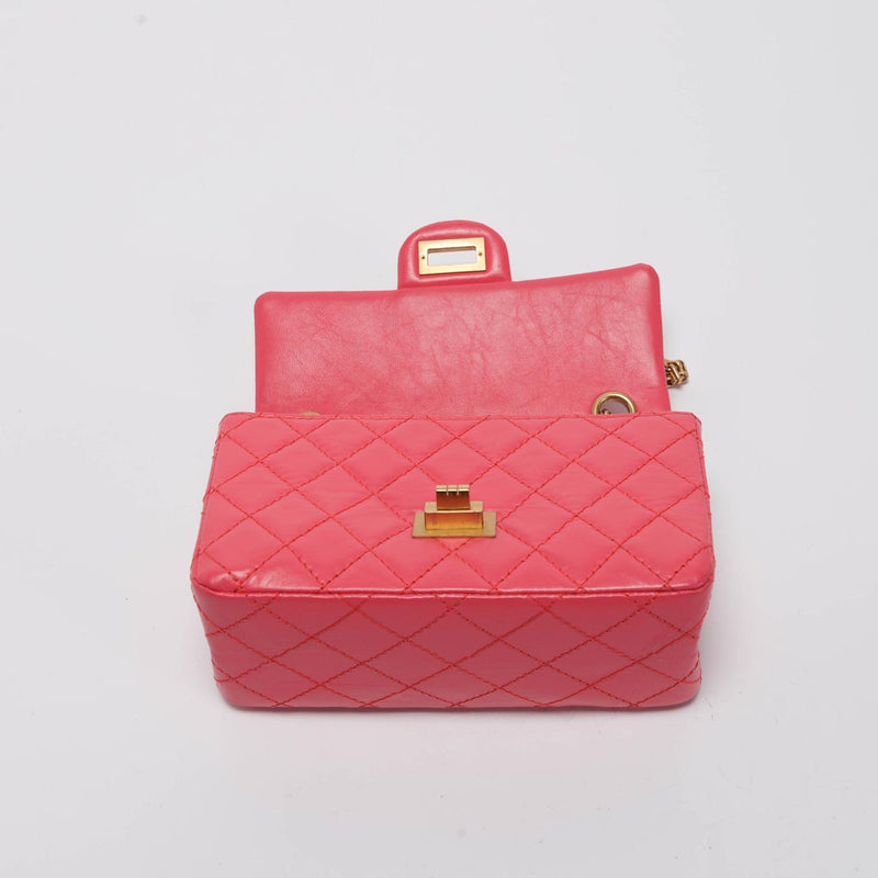 Chanel Pink Aged Calfskin Reissue Mini Flap Bag - Blue Spinach