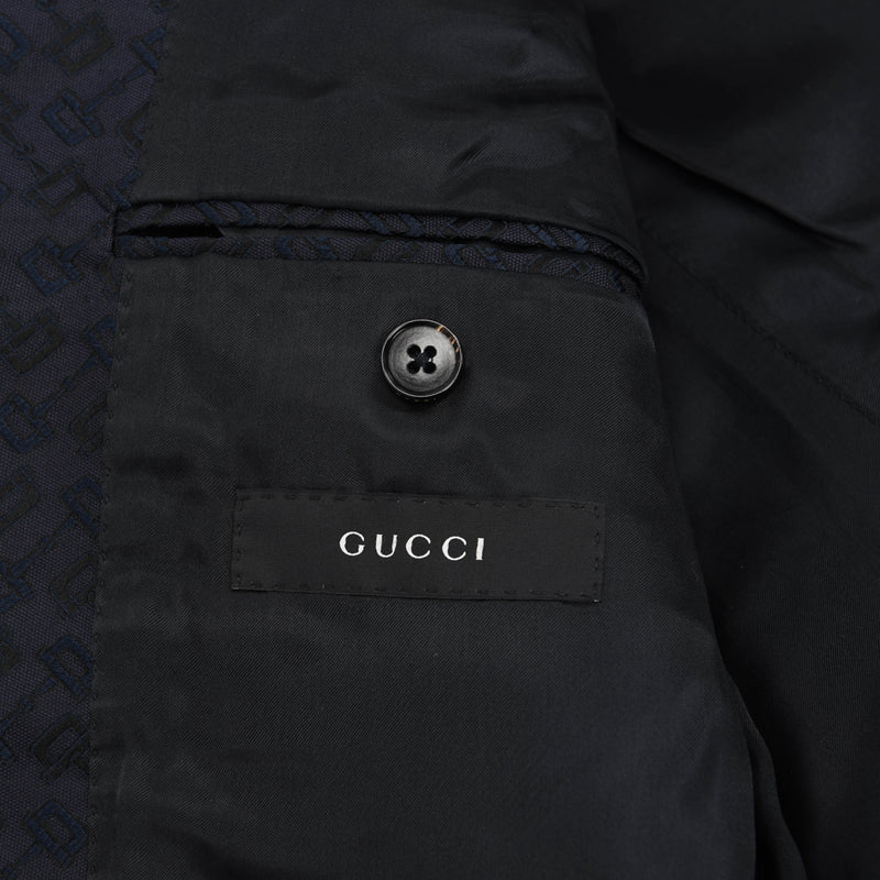 Gucci Navy Horsebit Monogram S.B Blazer IT 48 - Blue Spinach