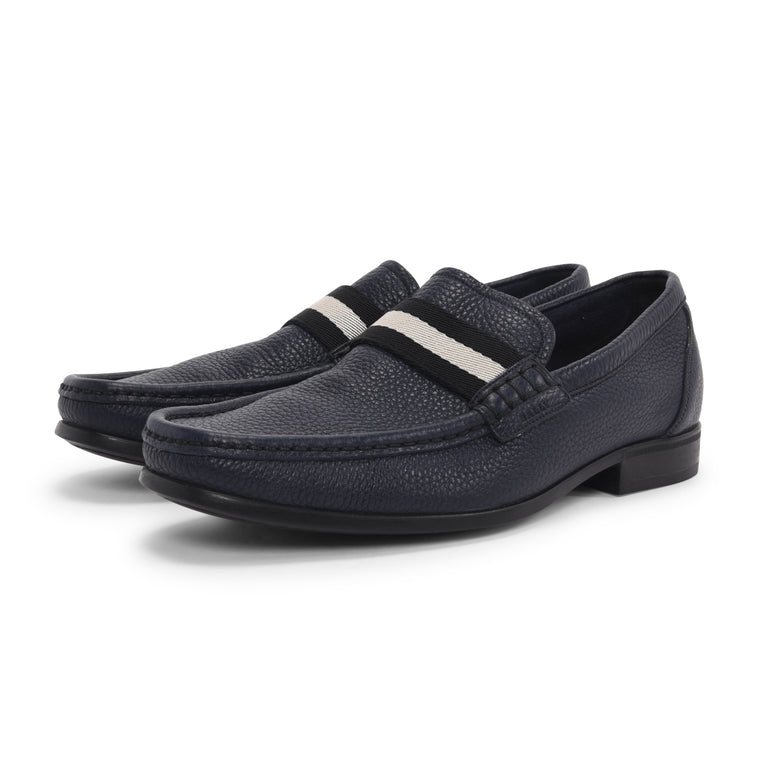 Bally Navy Grained Calfskin Tesly Loafers 8