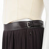 Hermes Brown Georgette Mid-Length Pleated Skirt FR 40 - Blue Spinach