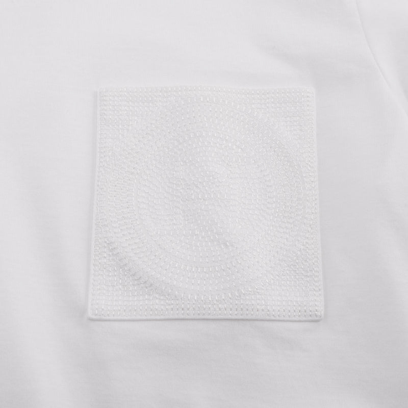 Hermes White Cotton Mosaique H Embroidered T-Shirt FR 40 - Blue Spinach