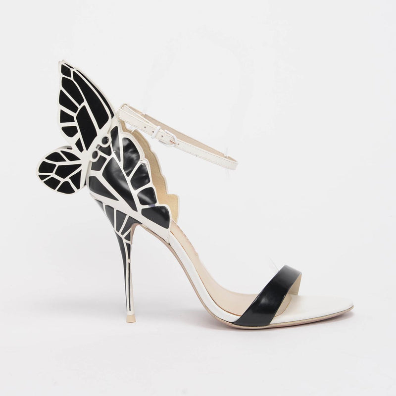 Sophia Webster Black & White Chiara Butterfly Wing Sandals 40 - Blue Spinach