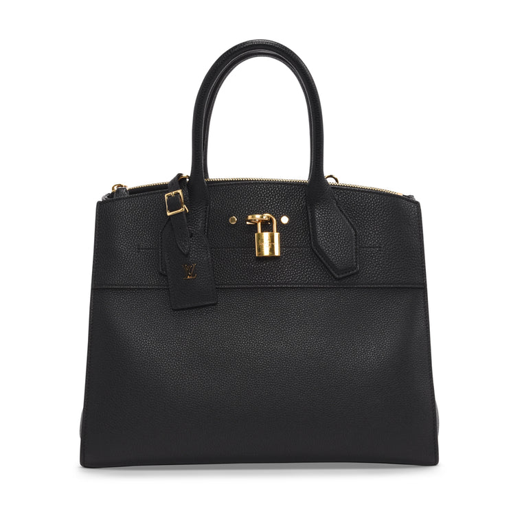 Louis Vuitton Black Leather City Steamer Tote