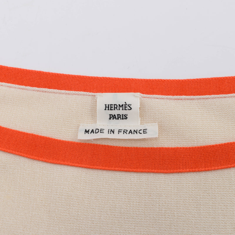 Hermes Cream Silk Cordelieres Sweater FR 40 - Blue Spinach