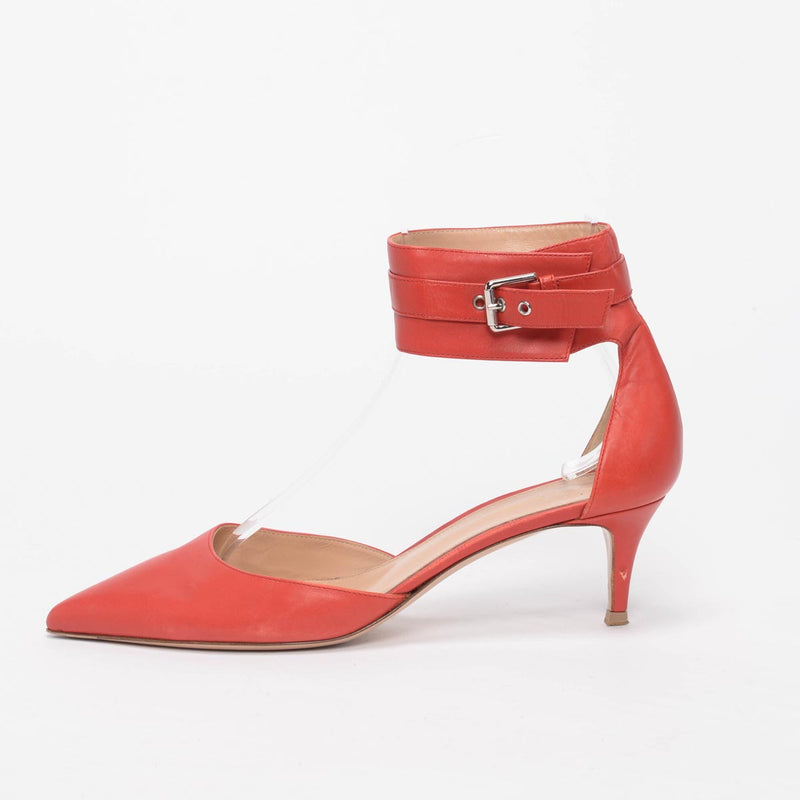 Gianvito Rossi Red Leather Ankle Strap Pumps 39.5 - Blue Spinach