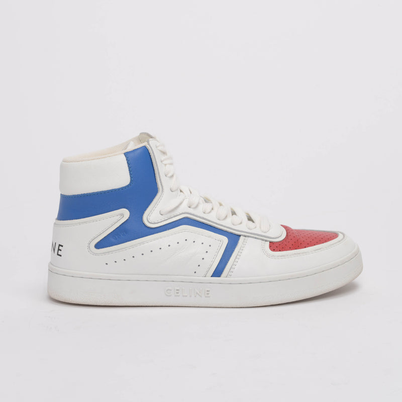 Celine White Leather CT-01 "Z" High Top Sneakers 39 - Blue Spinach