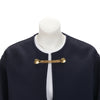 Celine Navy Wool Melton V-Neck Chain Pullover FR 38 - Blue Spinach