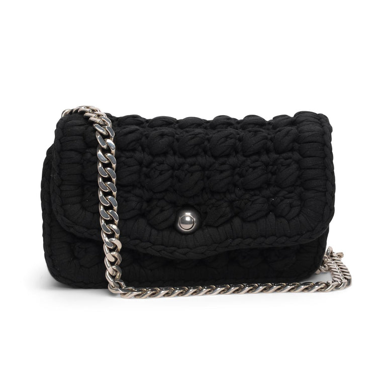 Bottega Veneta Black Crochet Chain Shoulder Bag
