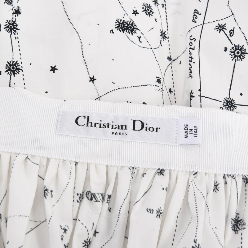 Dior White Cotton Constellation Print Skirt FR 42 - Blue Spinach