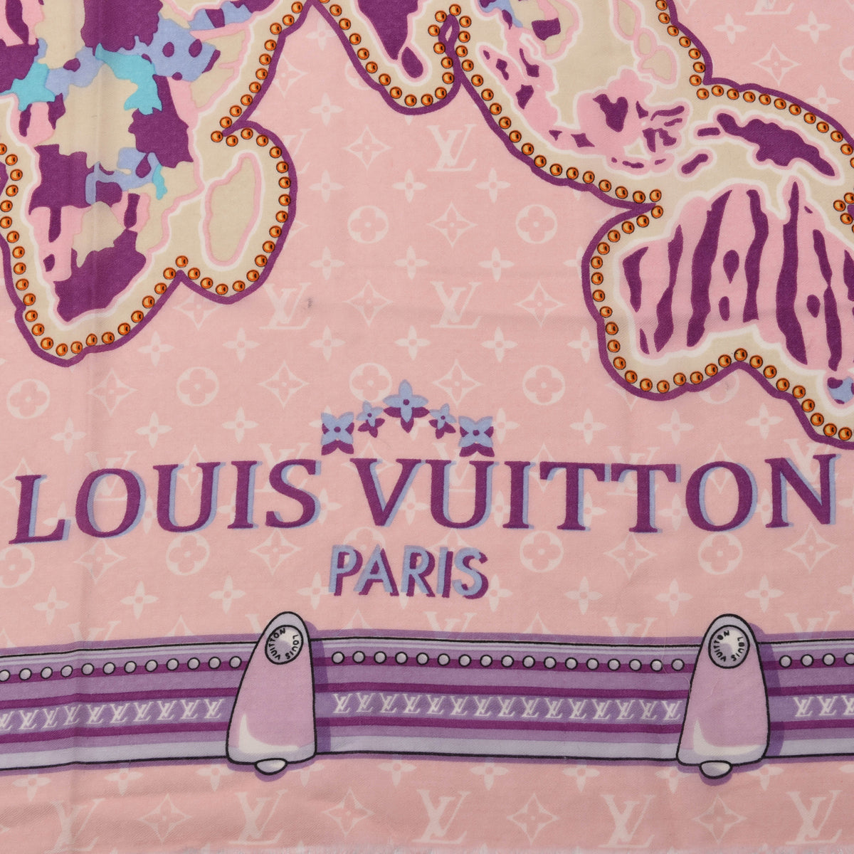 Pre-owned Louis Vuitton Square Pink Monogram Arty Shawl