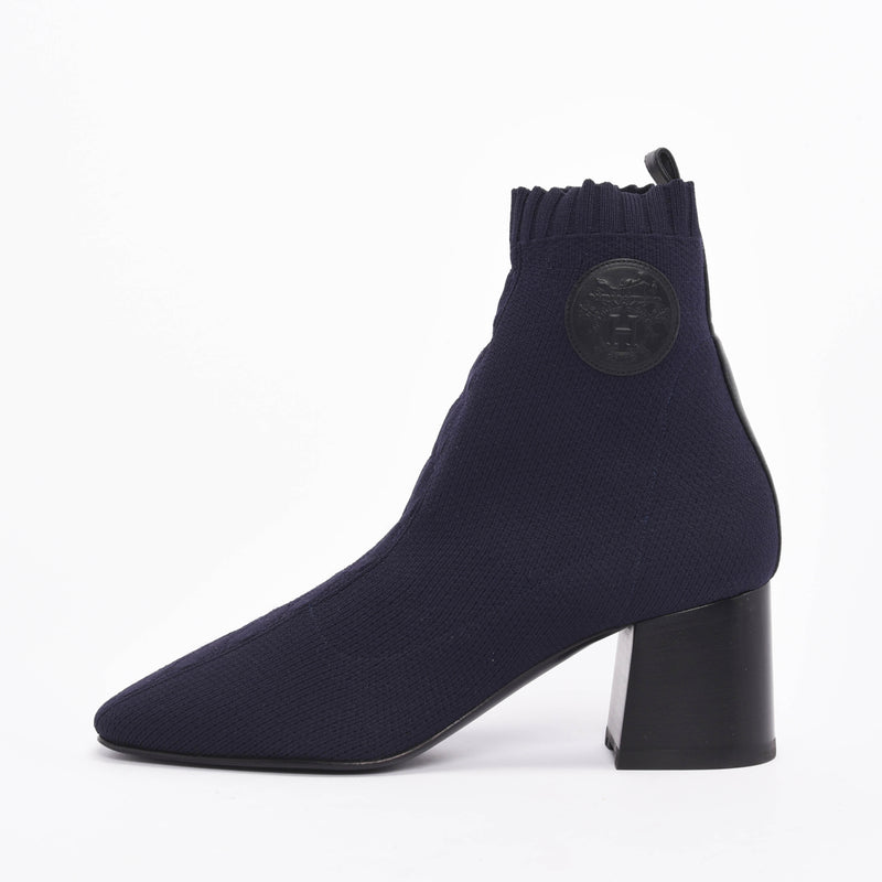 Hermes Navy Knitted Volver 60 Sock Boots 39.5 - Blue Spinach
