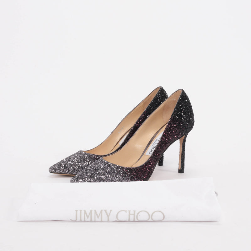 Jimmy Choo Black Ombre Glitter Romy Pumps 37 - Blue Spinach