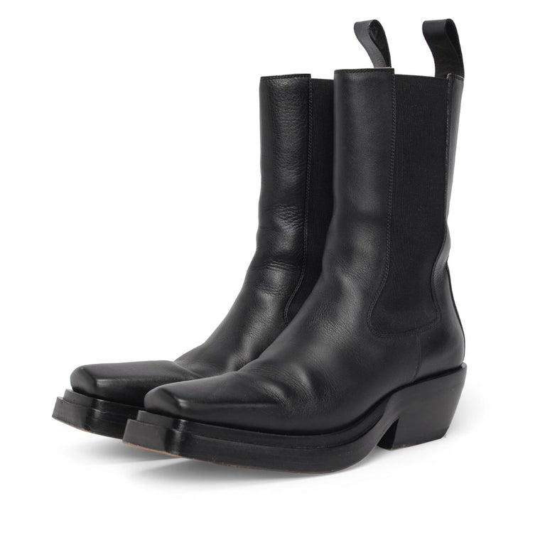 Bottega Veneta Black Leather The Lean Cowboy Boots 38.5