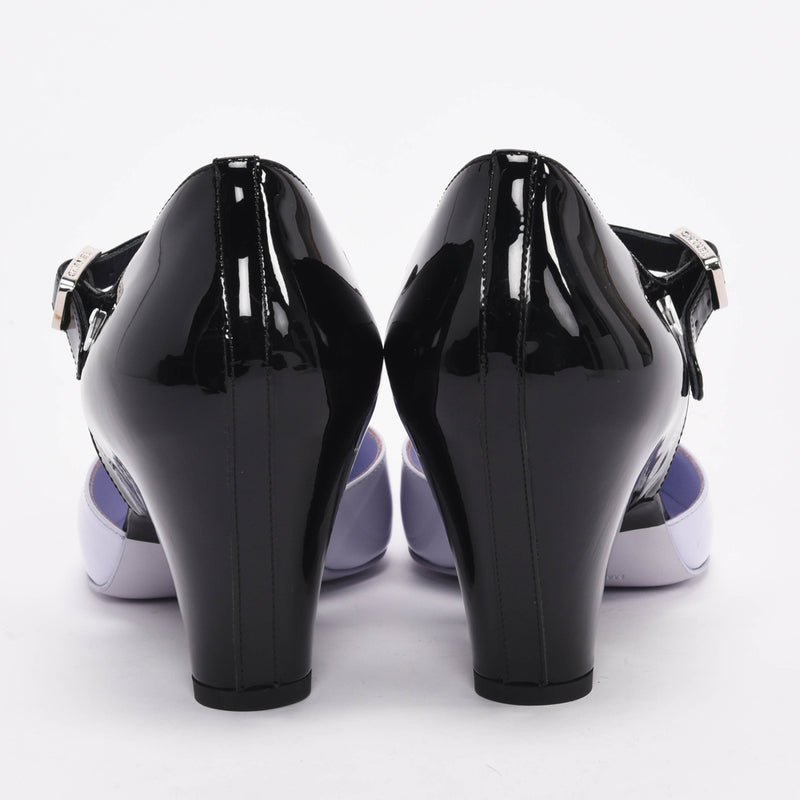 Chanel Black & Lilac Patent CC Mary Jane Pumps 38.5 - Blue Spinach