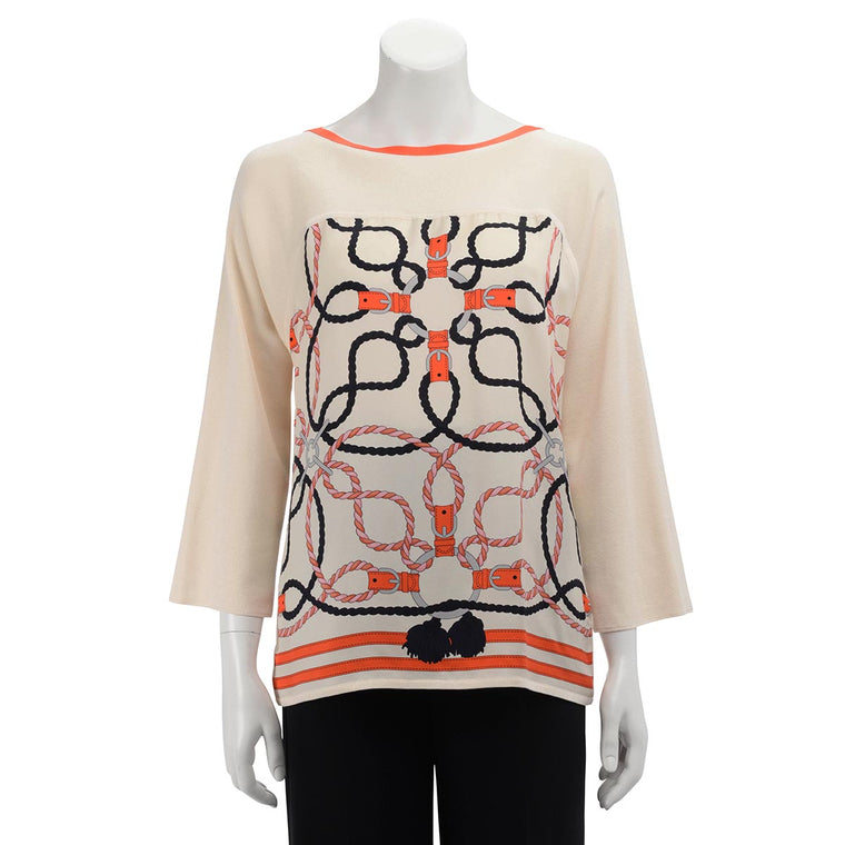 Hermes Cream Silk Cordelieres Sweater FR 40