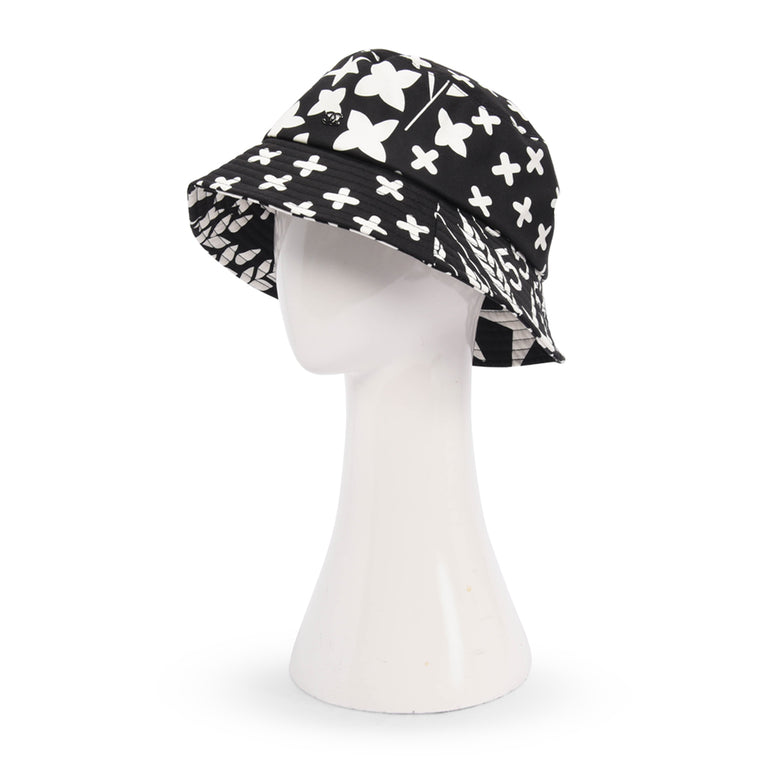 Chanel Black & White Printed Cotton Bucket Hat