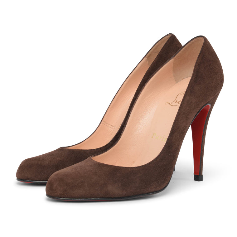 Christian Louboutin Brown Suede Simple Pumps 40