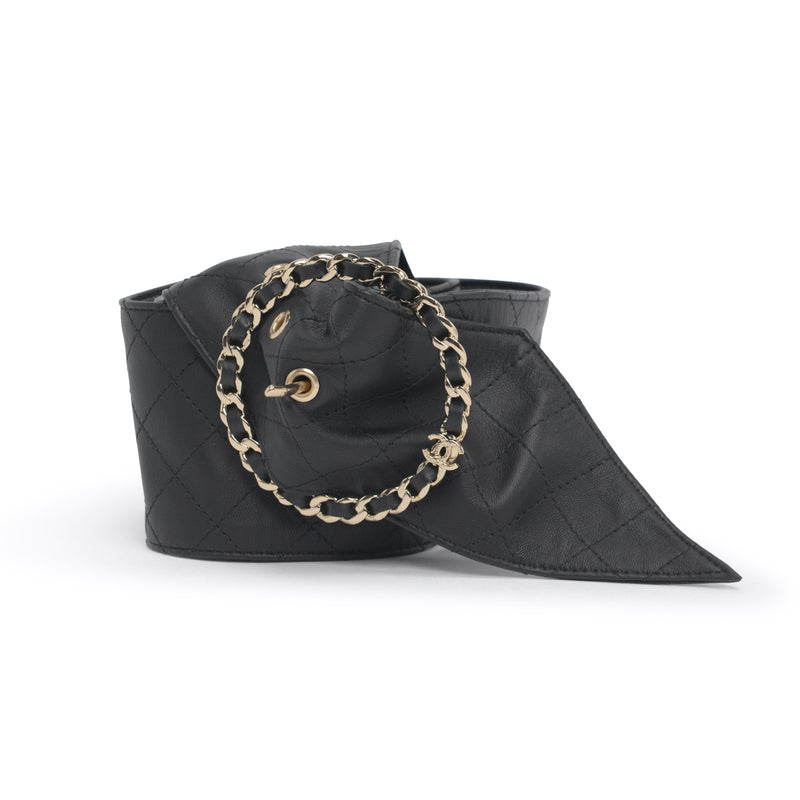 Chanel Black Lambskin Round Chain Buckle Belt
