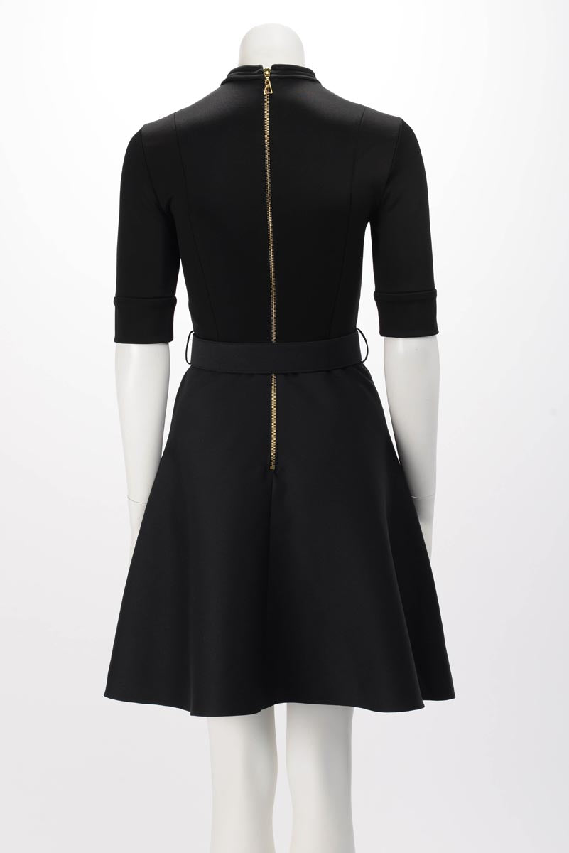 Louis Vuitton Black Short Sleeve Dress With Belt
