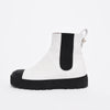 Chanel White Leather Icon Boots 37.5 - Blue Spinach