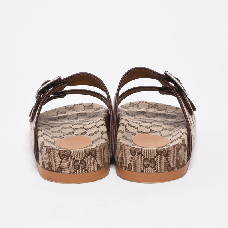 Gucci Brown GG Canvas Strap Sandals UK 13 - Blue Spinach