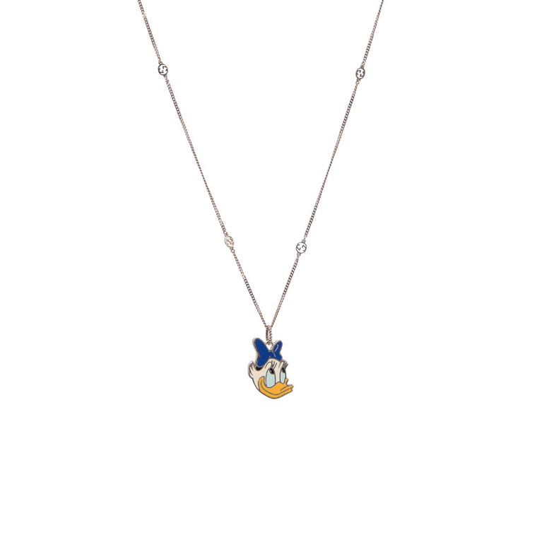 Gucci Sterling Silver Daisy Duck Pendant Necklace